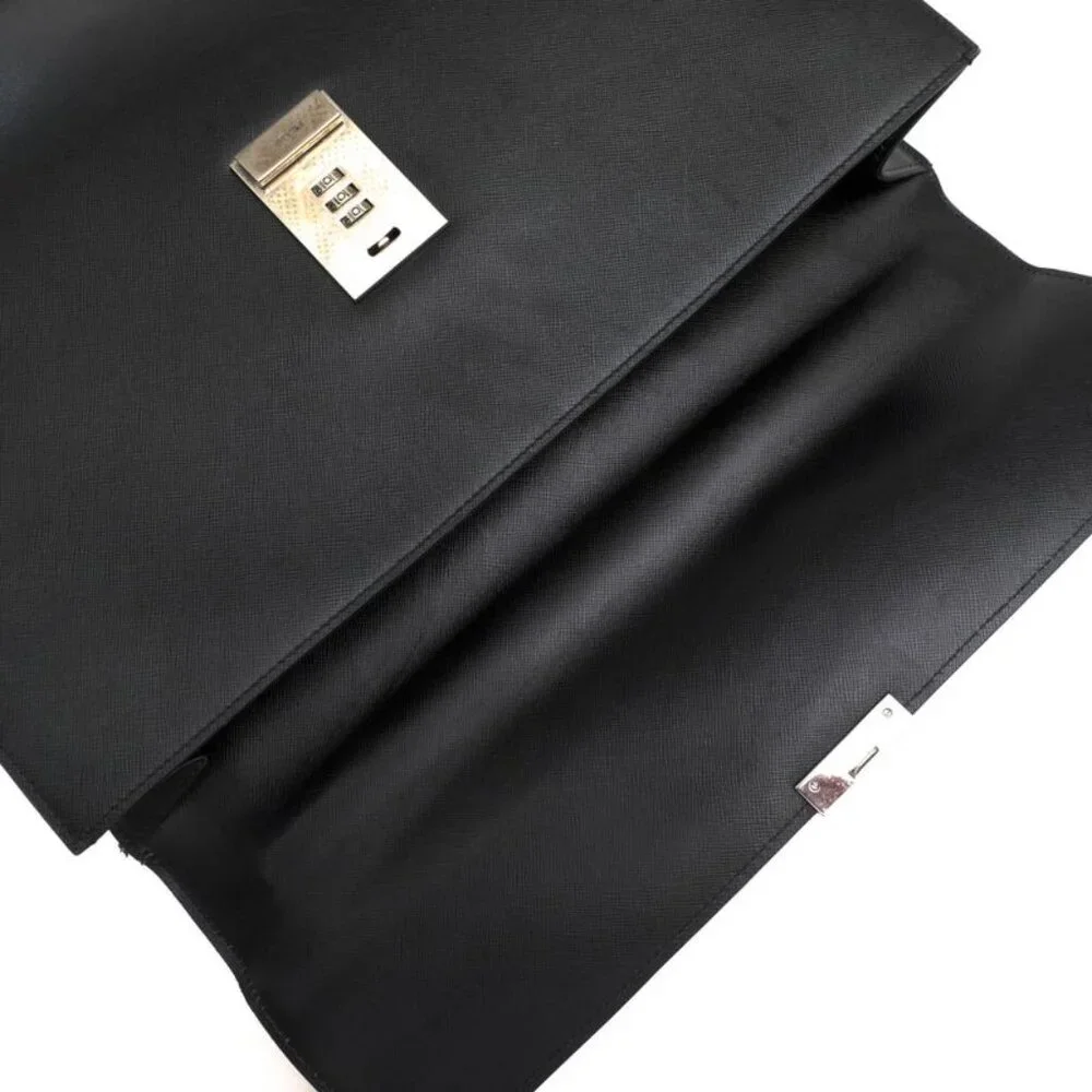 Prada Bag Briefcase Business Bag Business Men Leather Black Dulles Bag